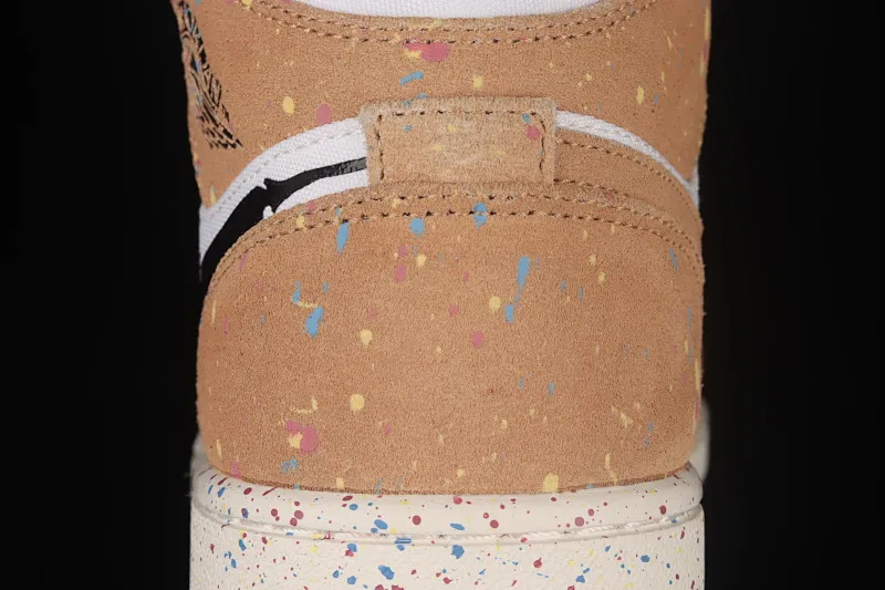 All categories Air Jordan Jordan series basketball shoes Air Jordan 1 Mid Air Jordan 1 Mid AJ1 Joe 1 watercolor ink fluorescent Zhongbang basketball shoes DA8005-100